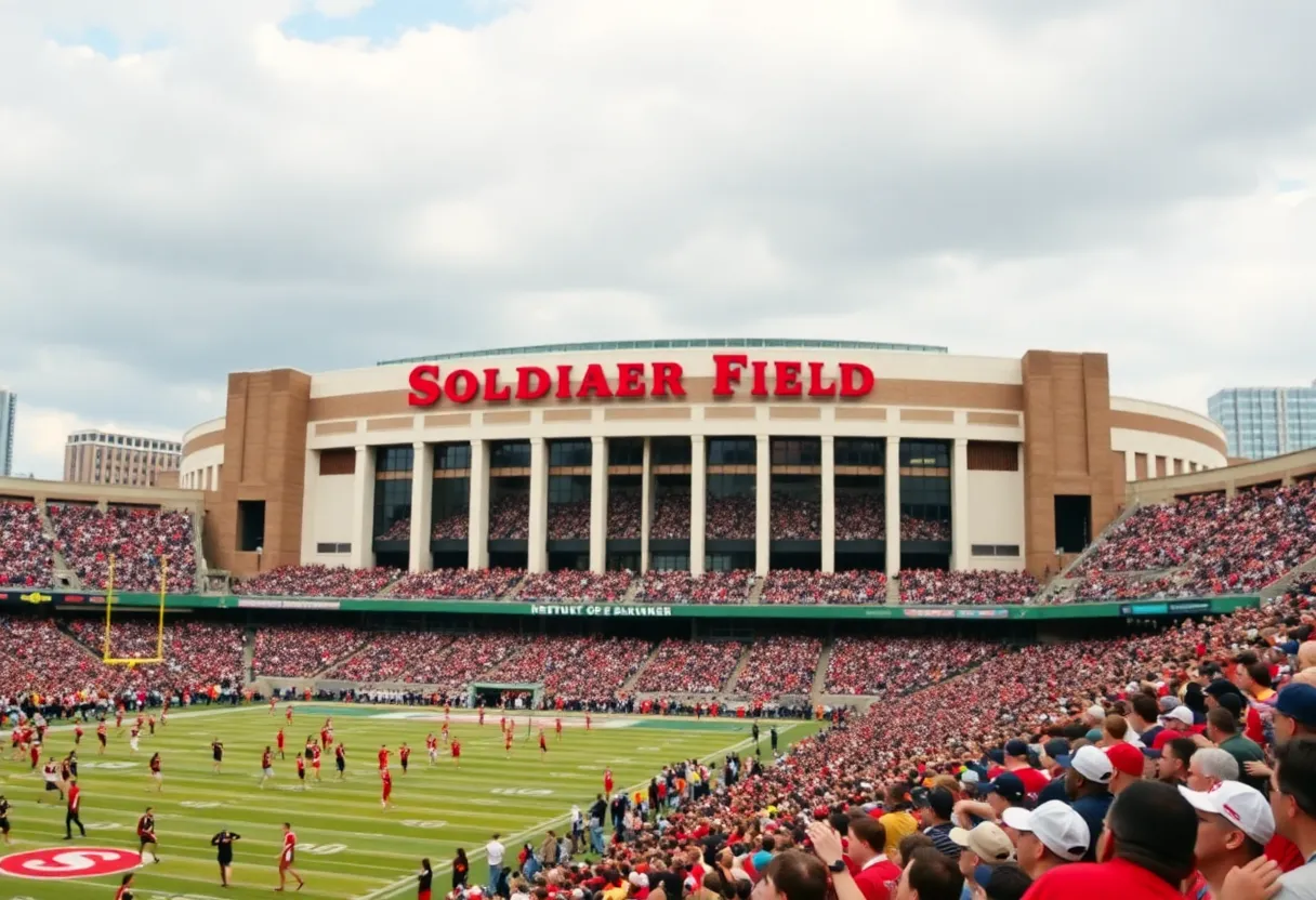 Soldier Field during the centenary celebrations with fans