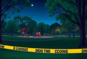 Eagleman Park crime scene with caution tape
