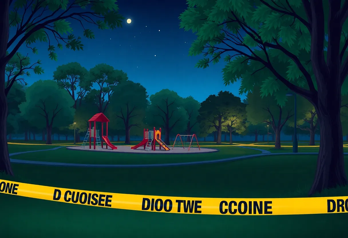 Eagleman Park crime scene with caution tape