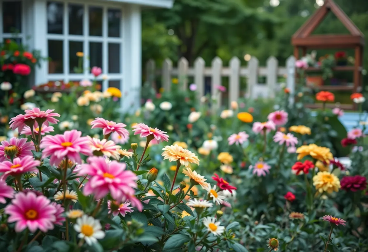 Beautiful garden filled with flowers symbolizing kindness and remembrance.