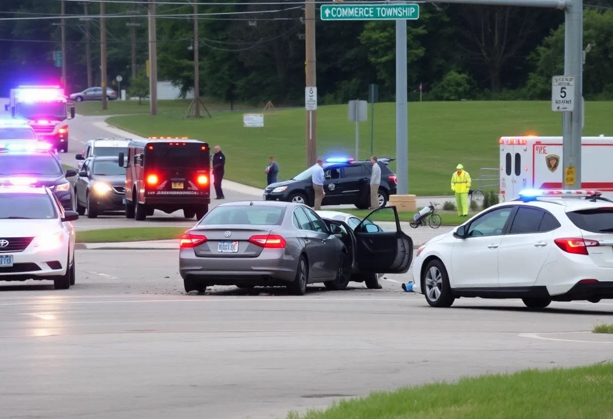 Scene of a three-car crash involving a Lexus and Chevrolet Trax at a Michigan intersection.