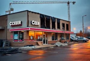 Construction site for Ypsilanti ice cream shop renovation