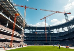 Rendering of Beaver Stadium renovation showing upgraded seating and modern facilities.