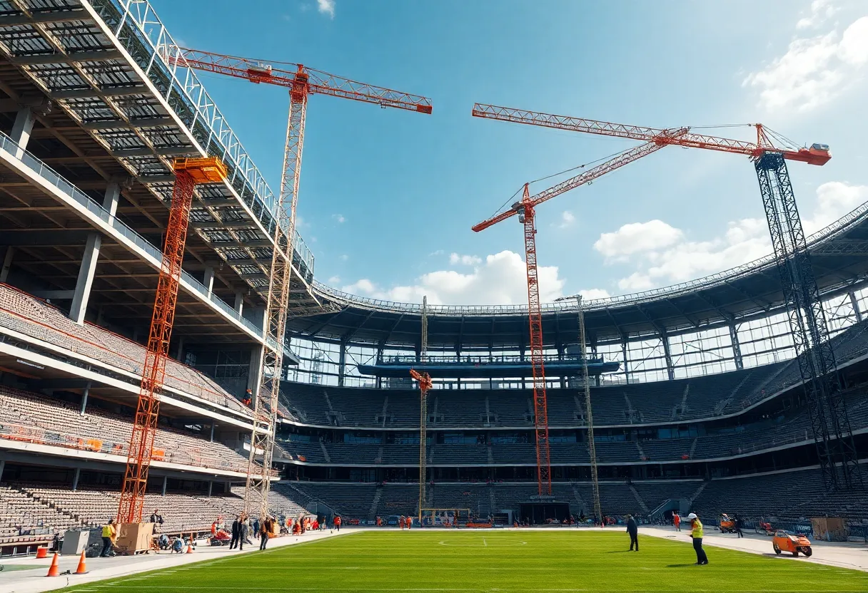 Rendering of Beaver Stadium renovation showing upgraded seating and modern facilities.
