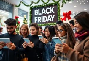 Festive online shopping scene for Black Friday 2025