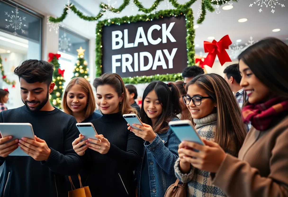 Festive online shopping scene for Black Friday 2025