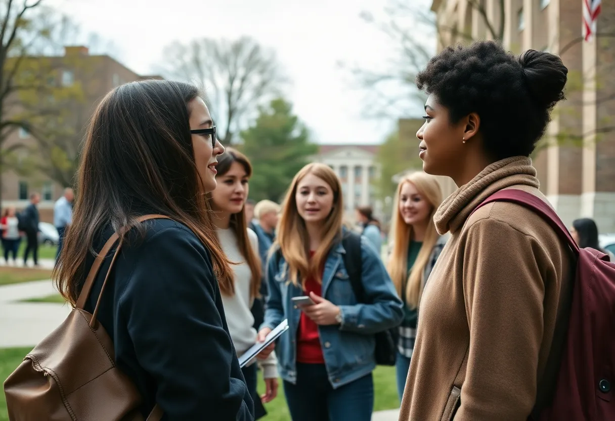 Students discussing political issues on campus