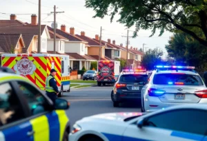 Police and emergency response at the site of a stabbing in Canton Township