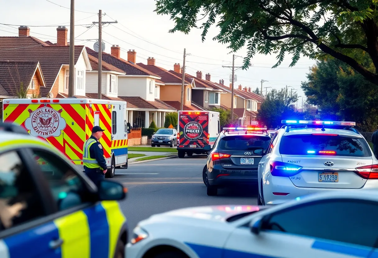 Police and emergency response at the site of a stabbing in Canton Township