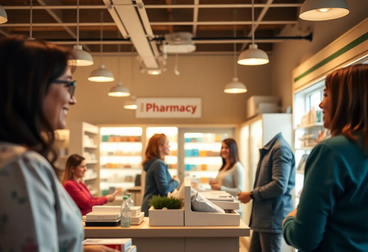 Community pharmacy with friendly interactions