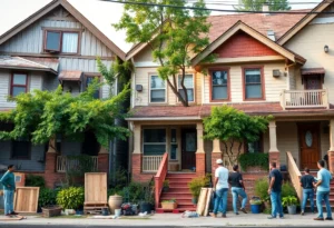 Community members engaged in home repair activities in Detroit