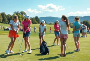 Girls competing in a golf tournament at MHSAA Girls Golf State Finals.