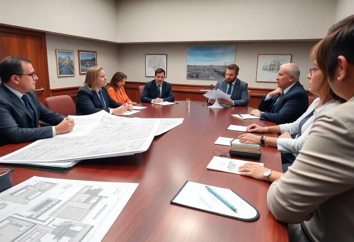 Community members discussing plans for infrastructure renovation in Livonia