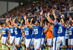 Northville Mustangs players celebrating their victory