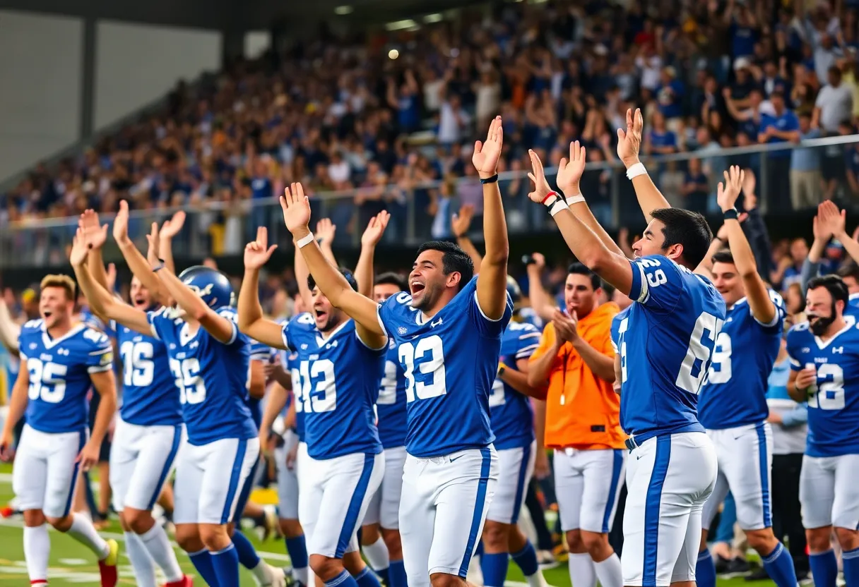 Northville Mustangs players celebrating their victory