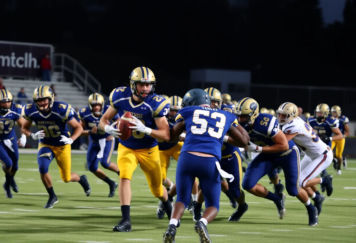 Northville Mustangs football team in action against Hartland Eagles