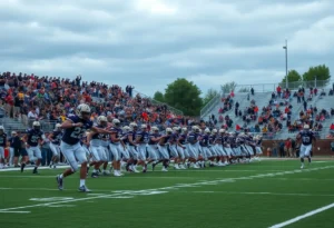 Northville Mustangs football team celebrating their victory on the field