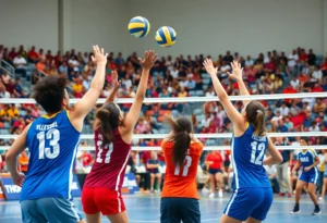 Volleyball match between Northville Mustangs and Saline Hornets