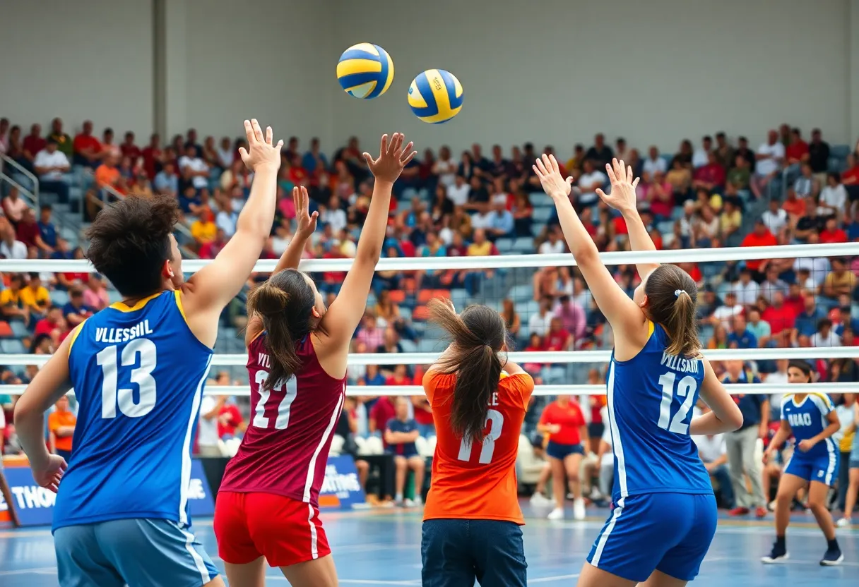 Volleyball match between Northville Mustangs and Saline Hornets