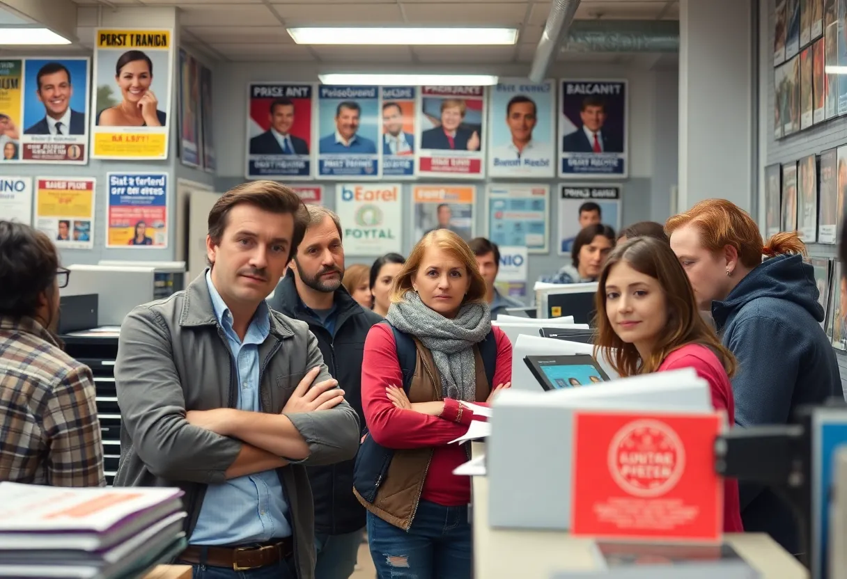 Customers in an Office Depot store looking confused