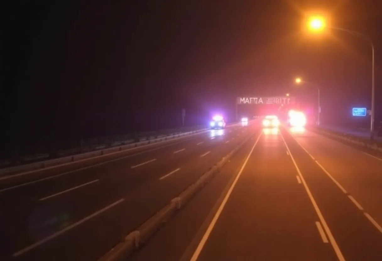 Emergency responders conducting a search operation on Interstate 94.