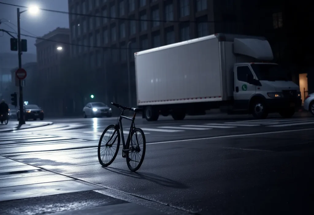 Intersection where a bicyclist was tragically struck by a box truck in Westland.