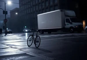 Intersection where a bicyclist was tragically struck by a box truck in Westland.