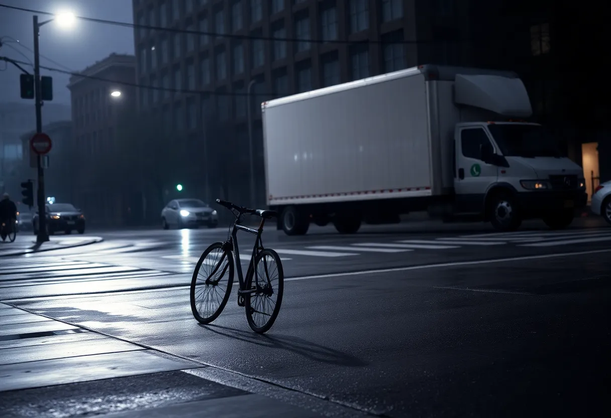 Intersection where a bicyclist was tragically struck by a box truck in Westland.