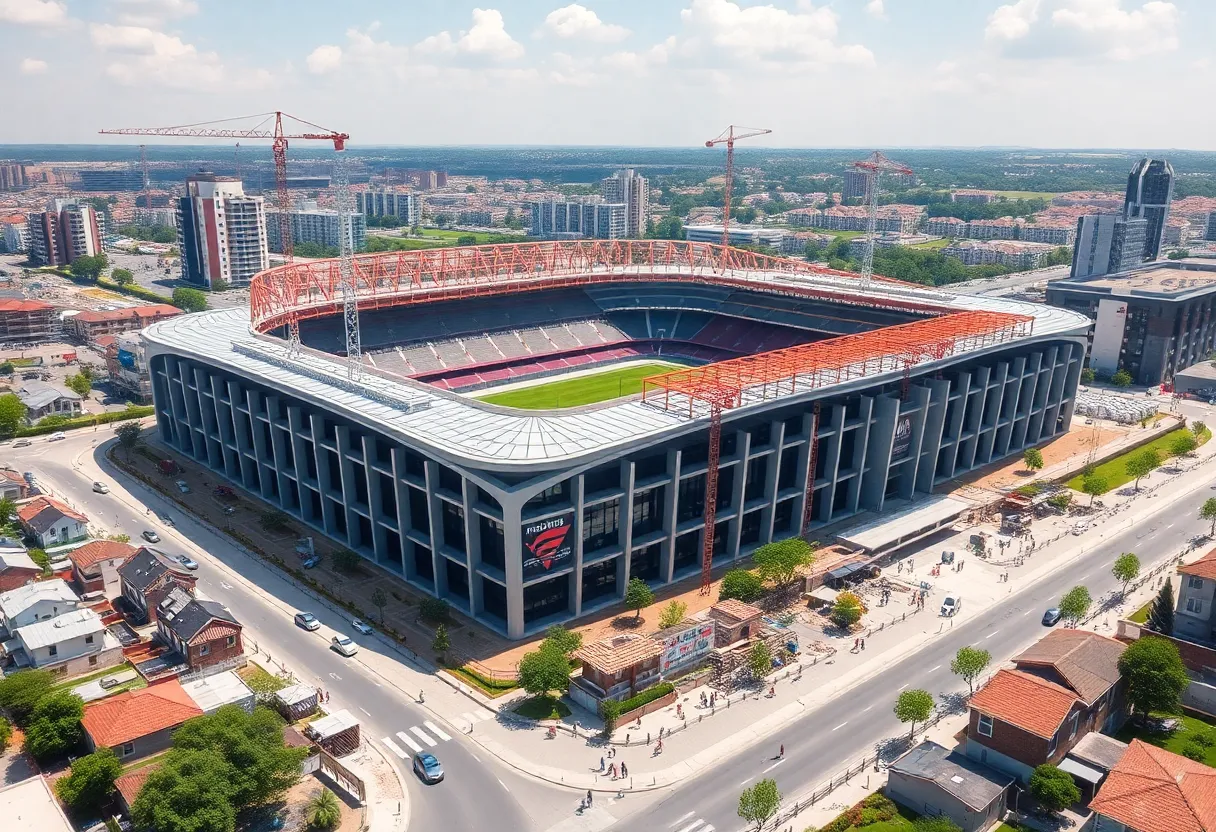 Rendering of the new soccer stadium in Corktown