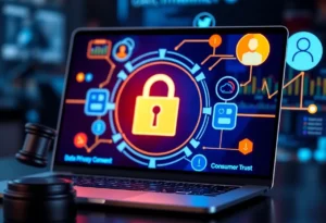 Visual representation of data privacy laws impacting digital marketing