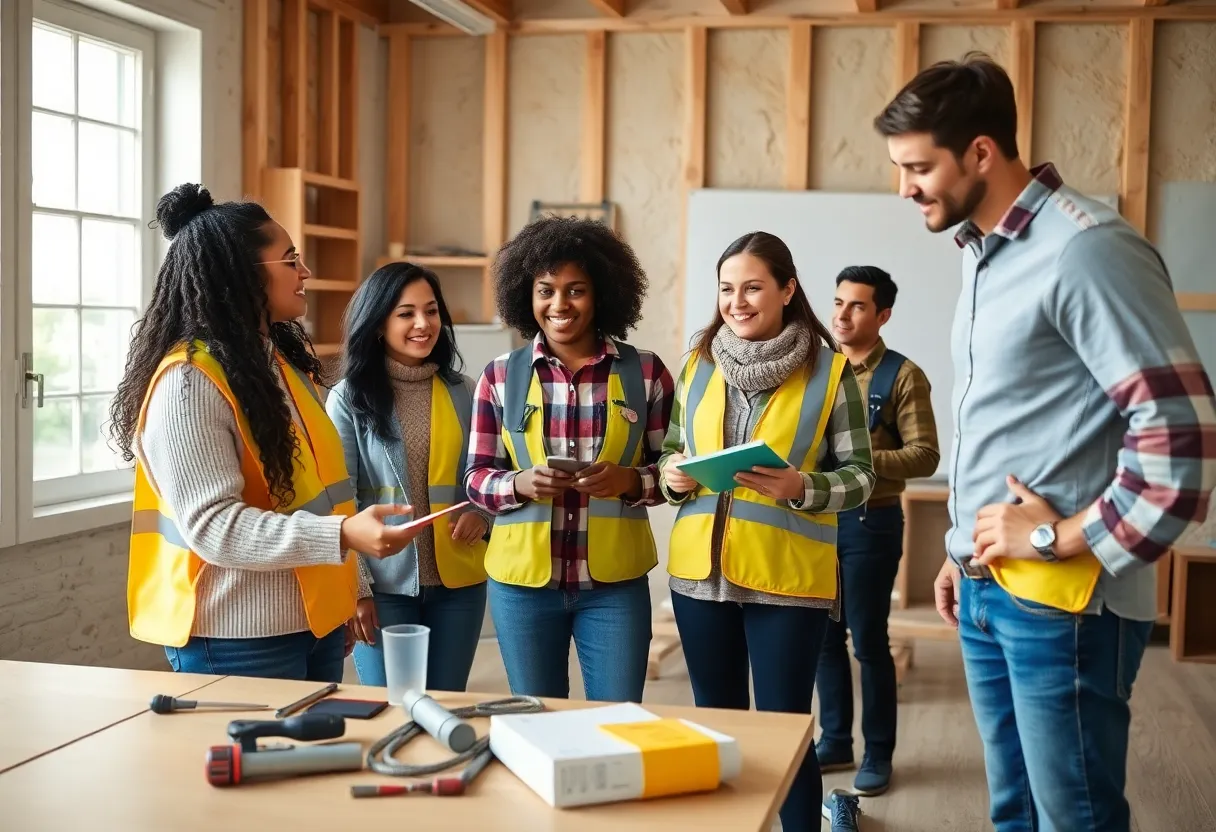 Participants in the Energy Efficiency Academy working on home renovation projects