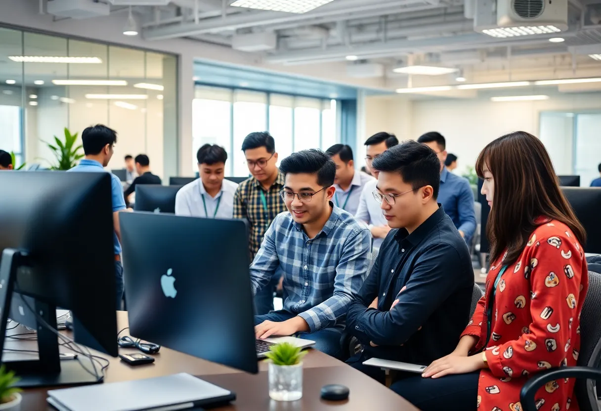 Team at Jedi Digital Marketing collaborating in their Hong Kong office