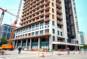 A luxurious modern hotel lobby with contemporary decor