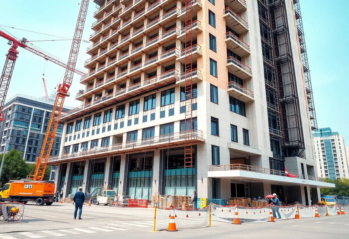 A luxurious modern hotel lobby with contemporary decor