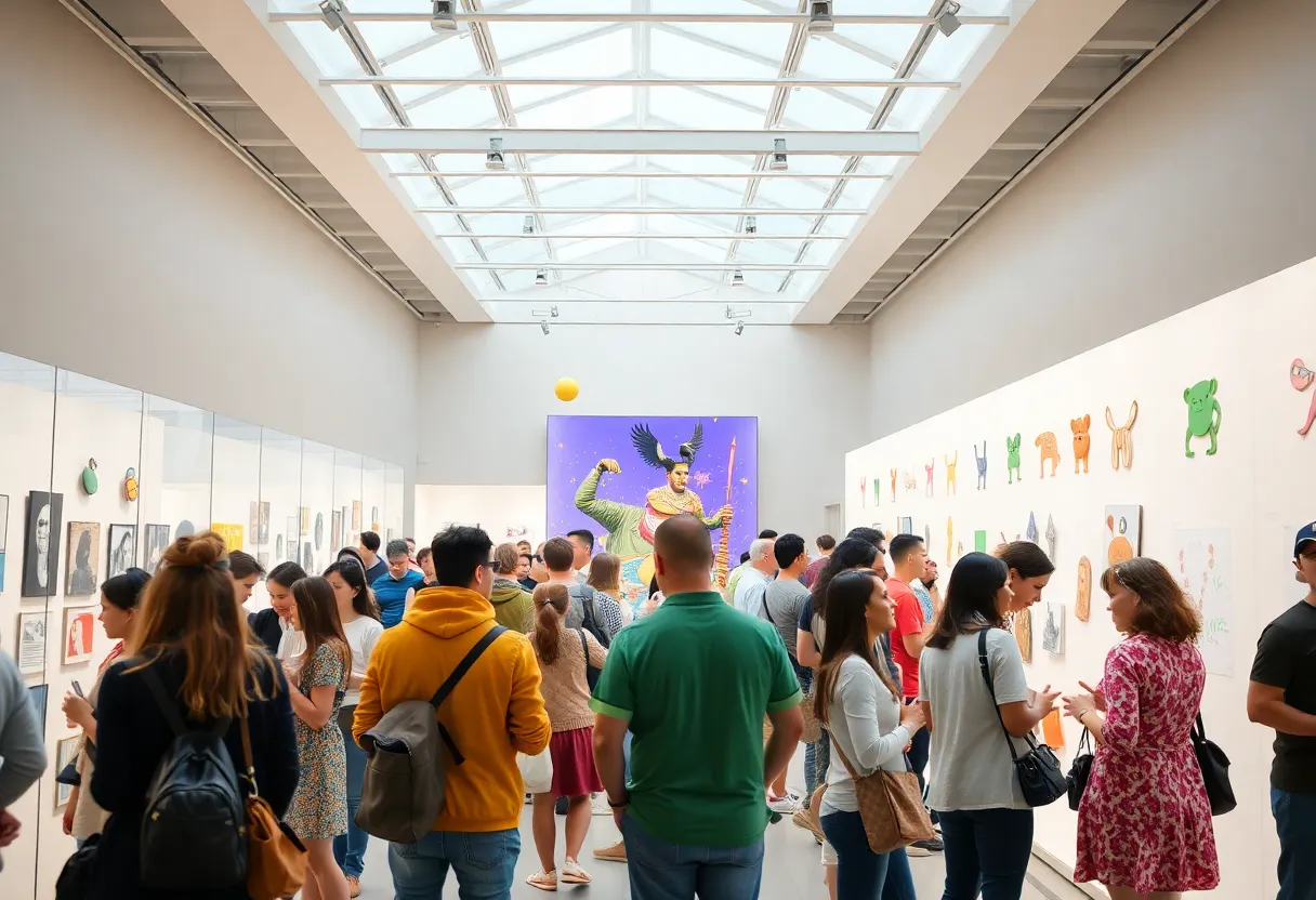 Diverse visitors enjoying a museum exhibit