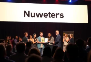 PunchDrunk Digital team accepts award at the Netty Awards 2025
