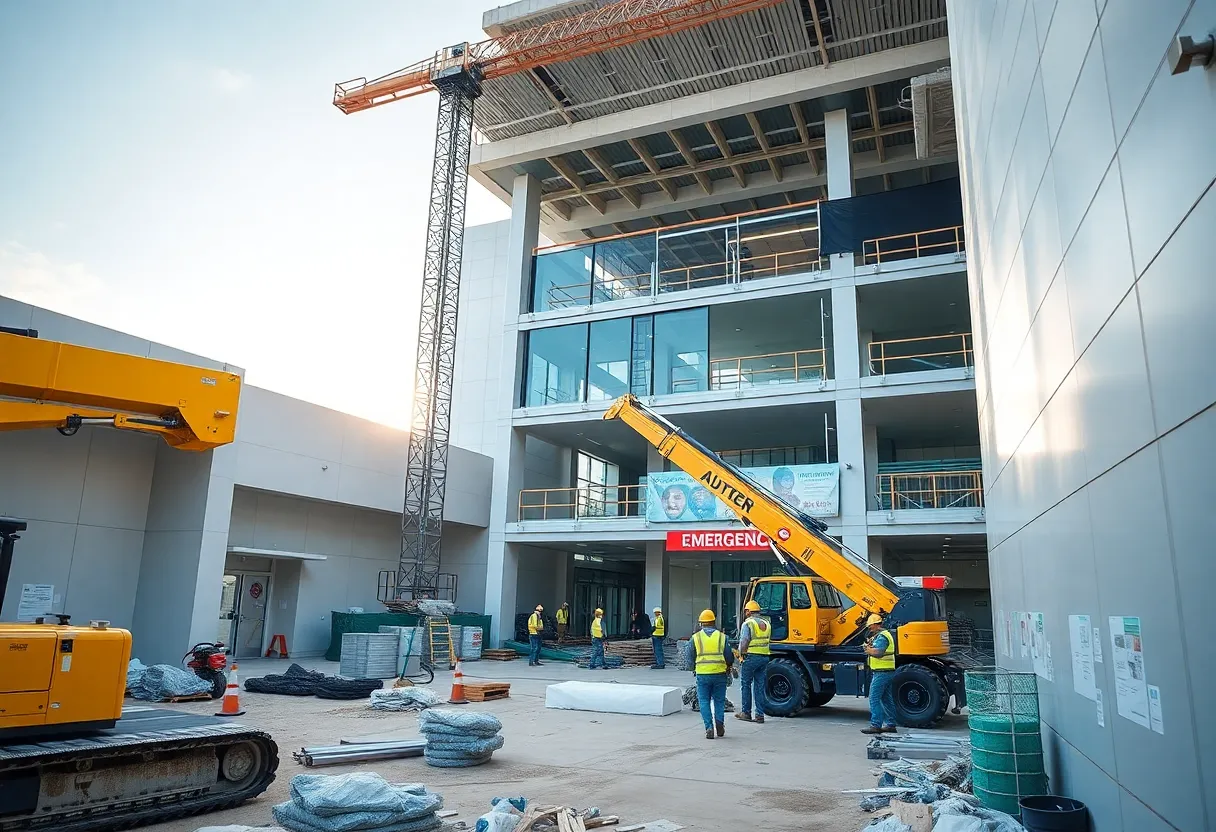 Construction site of the emergency department renovation at Trinity Health Ann Arbor