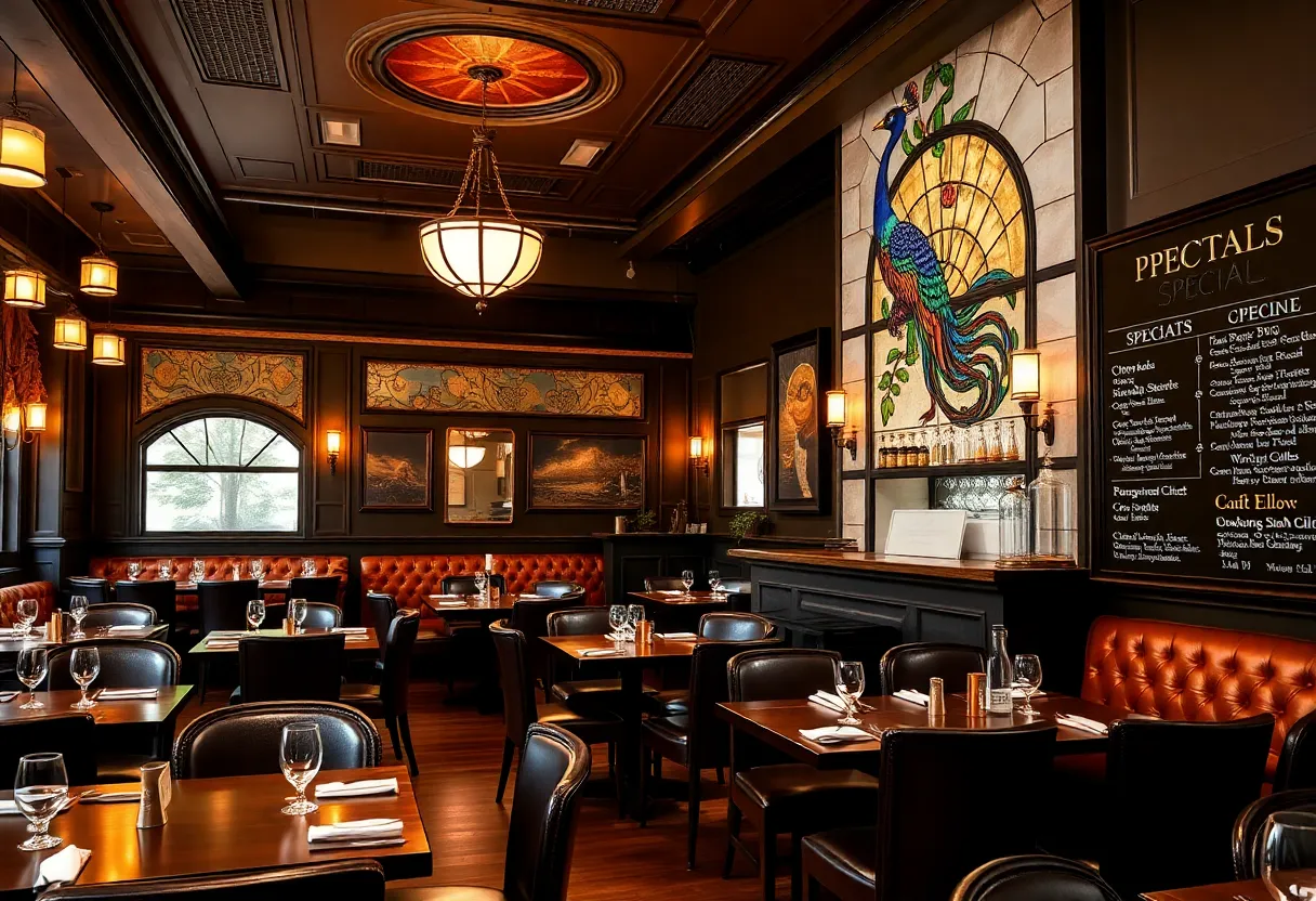 Interior of the renovated West End Grill showcasing comfortable seating and warm ambiance