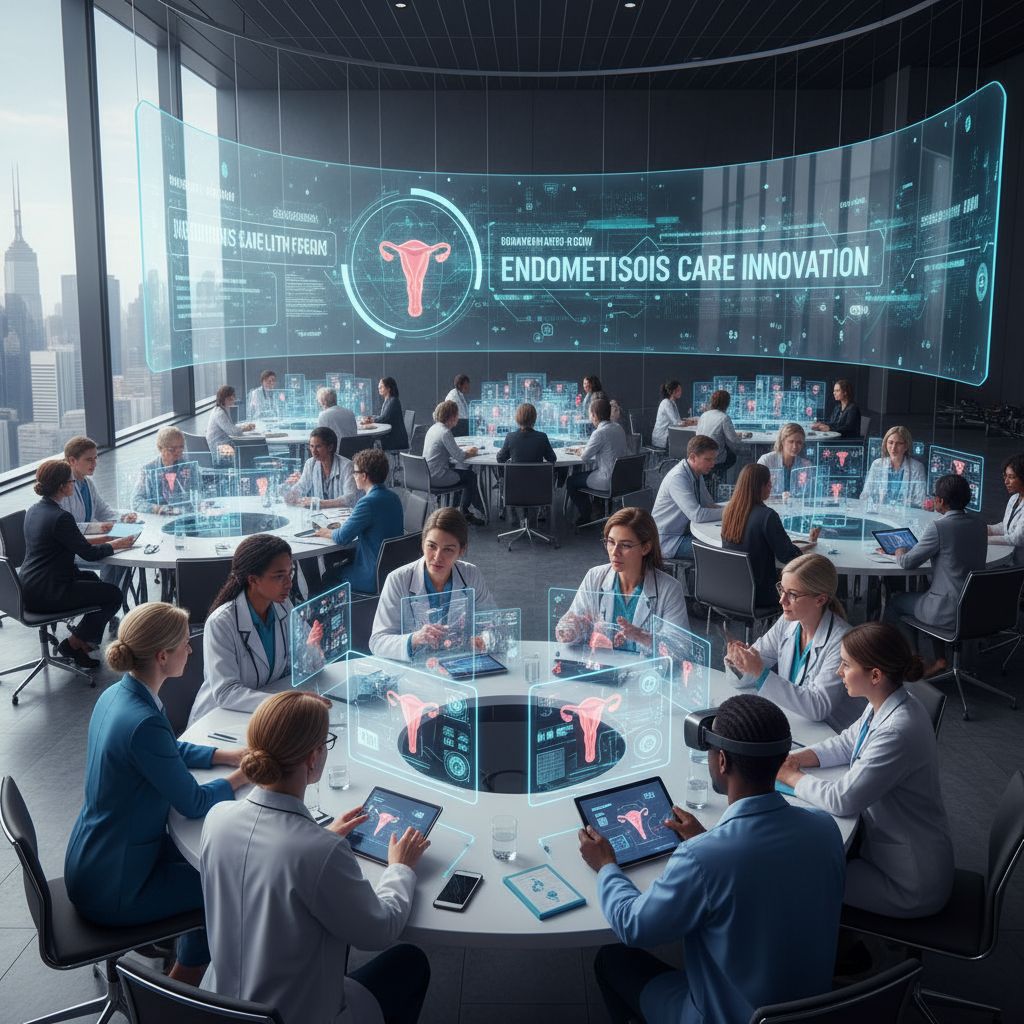 Healthcare professionals at the 2025 EndoRISE Fall Forum discussing endometriosis