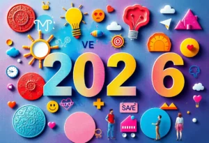 Illustration of emerging marketing trends in 2026 highlighting sensory experiences and emotional connections.