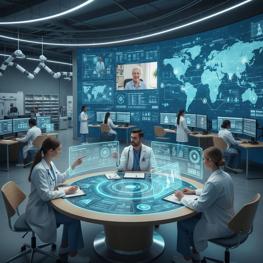 Healthcare professionals using technology for patient care