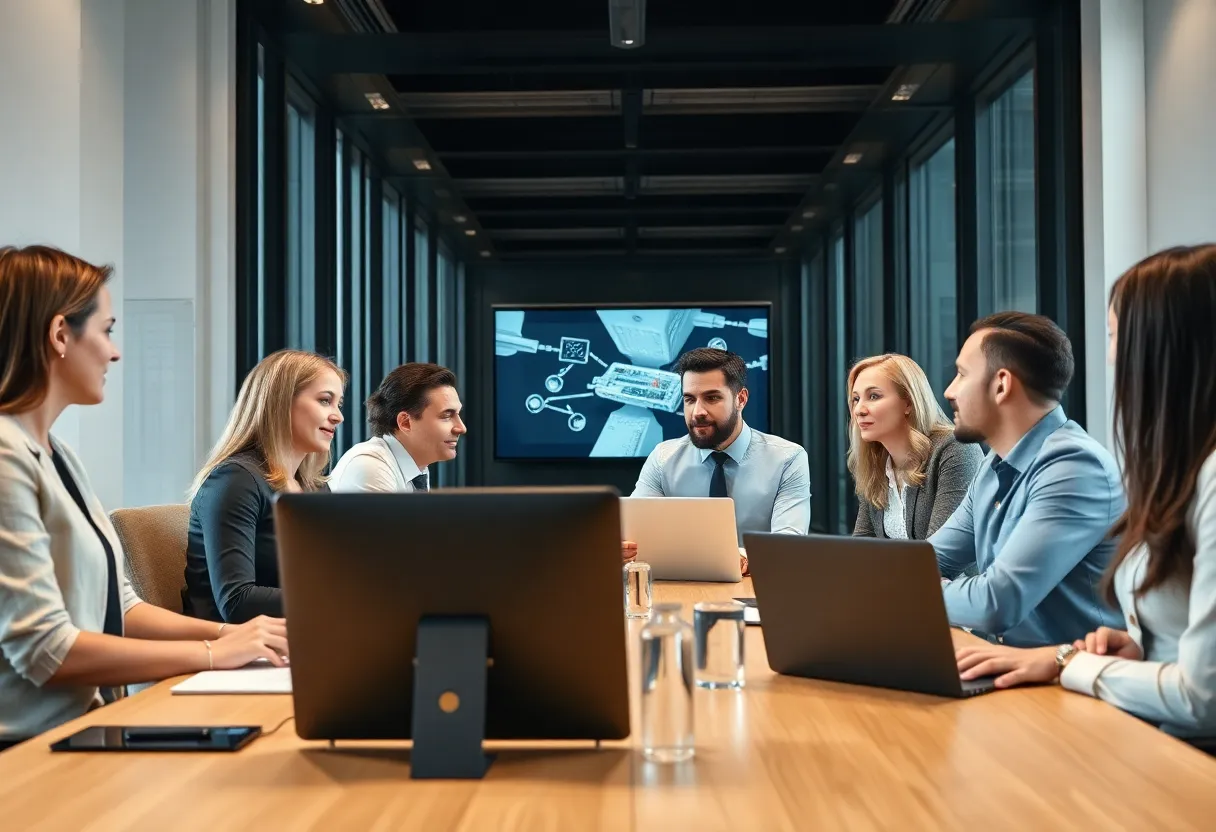 Executives discussing strategies at The Vitamin Shoppe