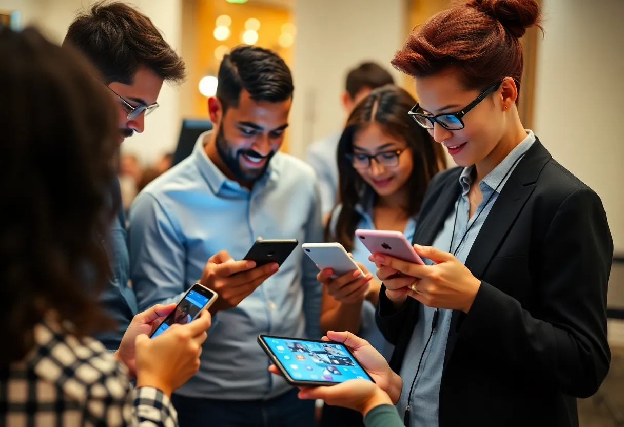 People using social media on different devices in 2025