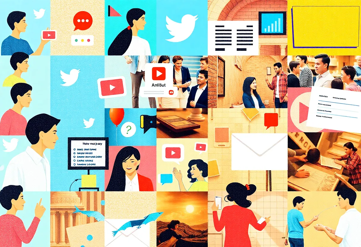 A dynamic representation of social media trends reshaping marketing strategies in 2026.