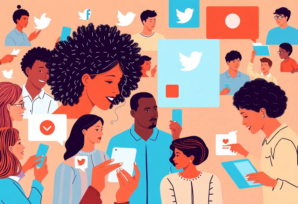 People interacting on social media platforms.