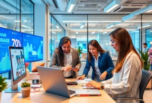 Professionals collaborating in a digital marketing agency