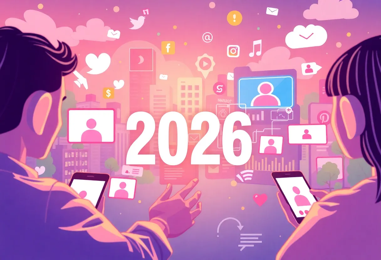 An illustration representing social media marketing trends for 2026