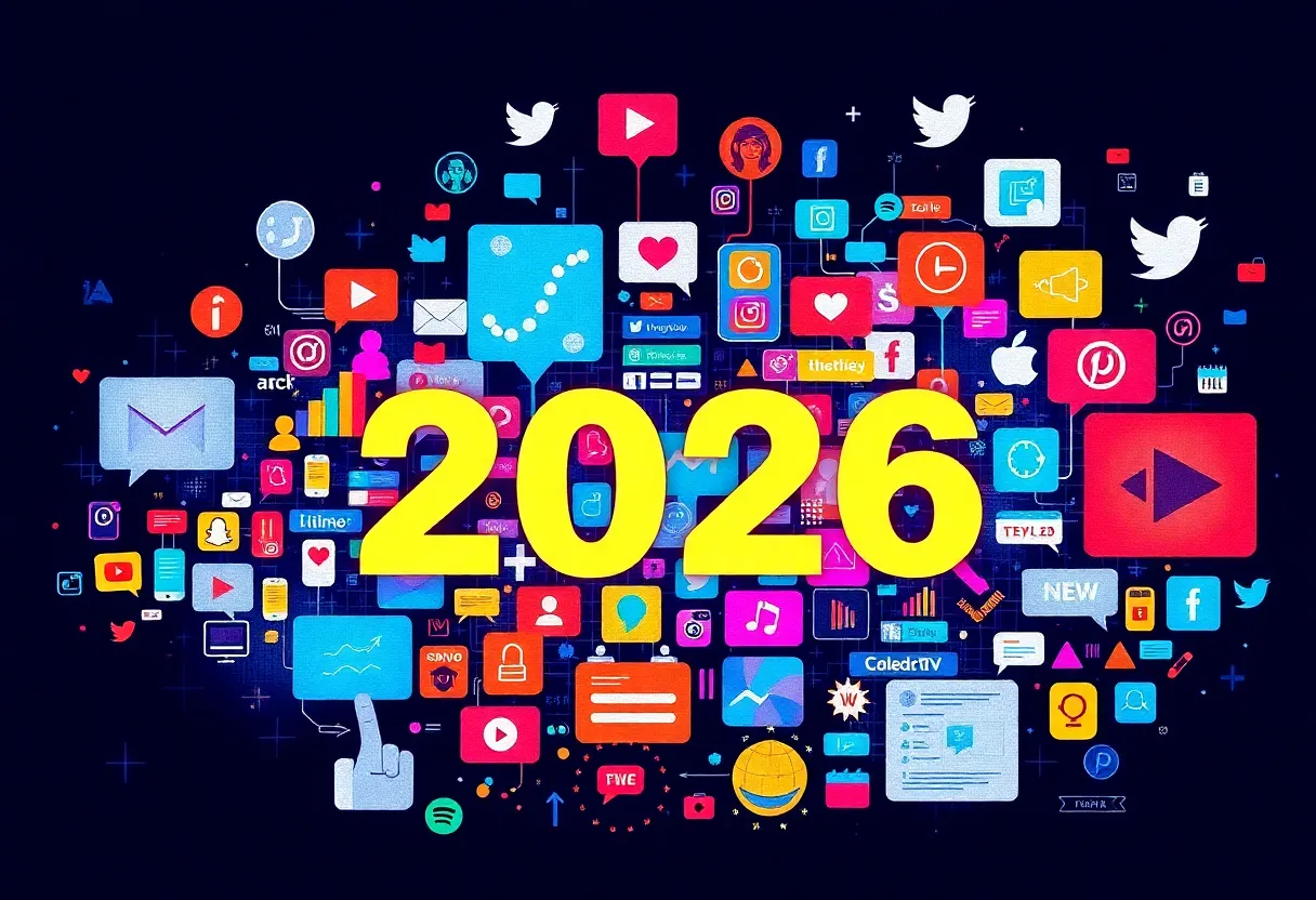 A visual representation of social media marketing trends in 2026.