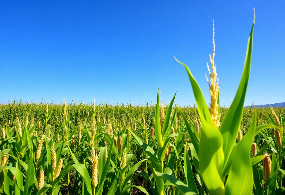A lush field of corn and soybeans ready for harvest in South America.