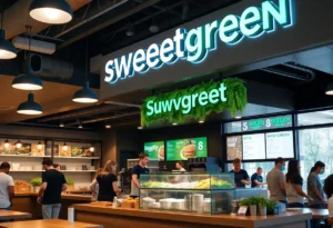 Sweetgreen restaurant interior with healthy food options